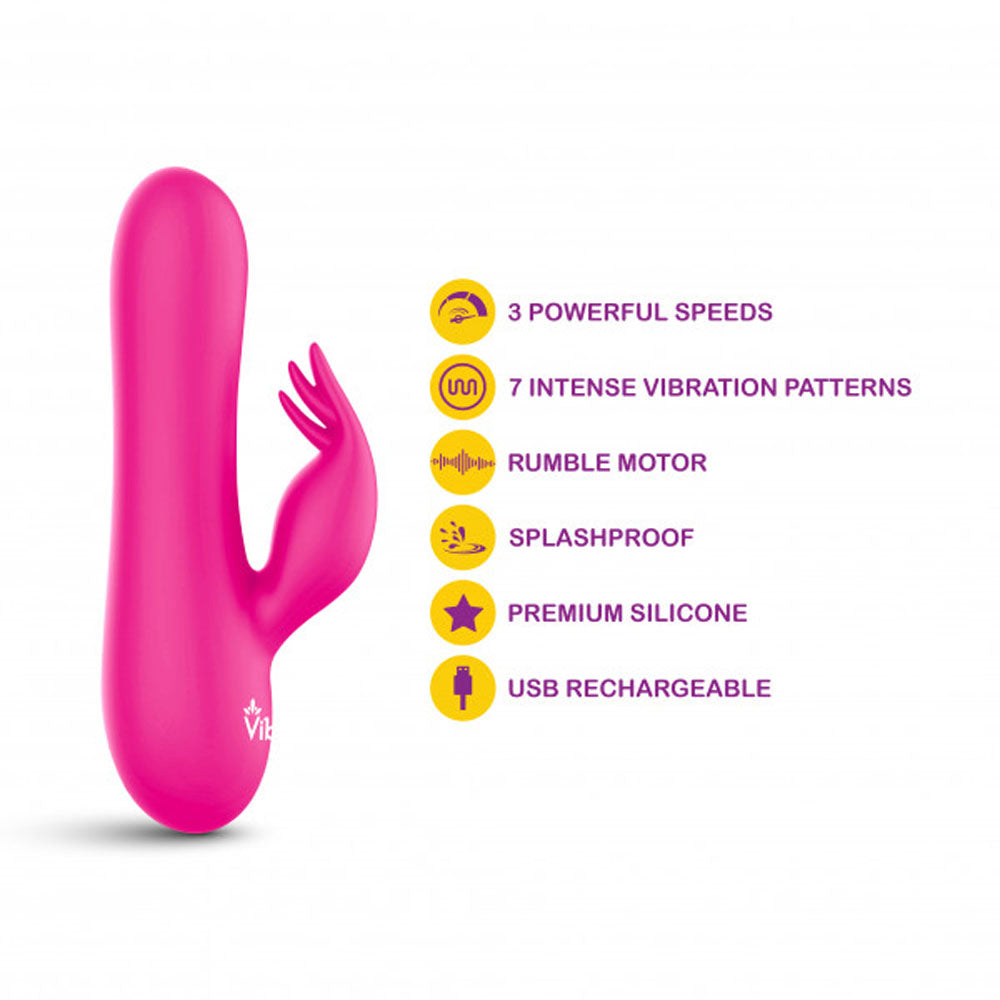 Viben Freyja Mini Dual Motor Silicone G-Spot Rabbit Vibrator - Pink