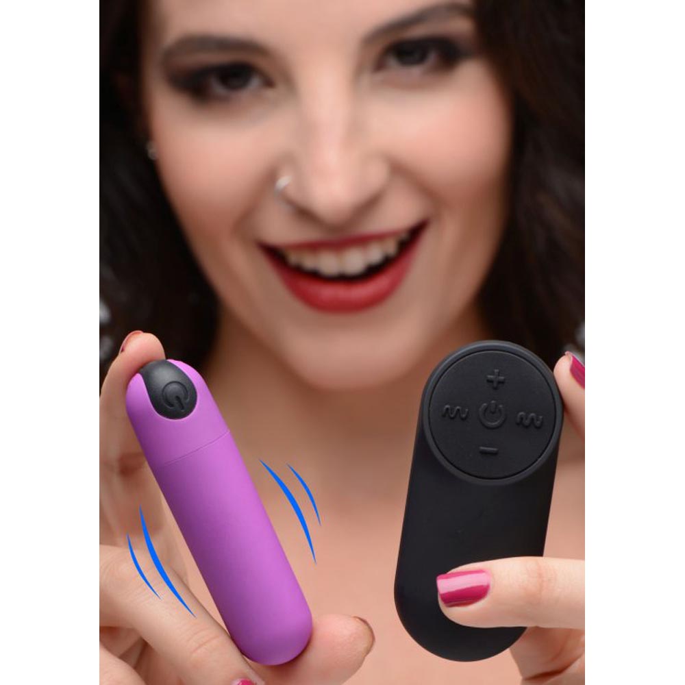 Bang! Vibrating Rechargeable Silicone Bullet with Remote Control - Purple