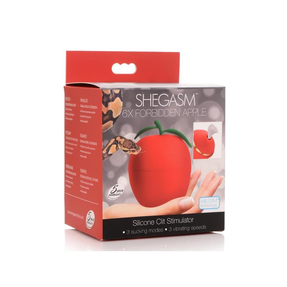 Shegasm Forbidden Apple Silicone Clitoral Stimulator Suction and Vibration Toy - Red