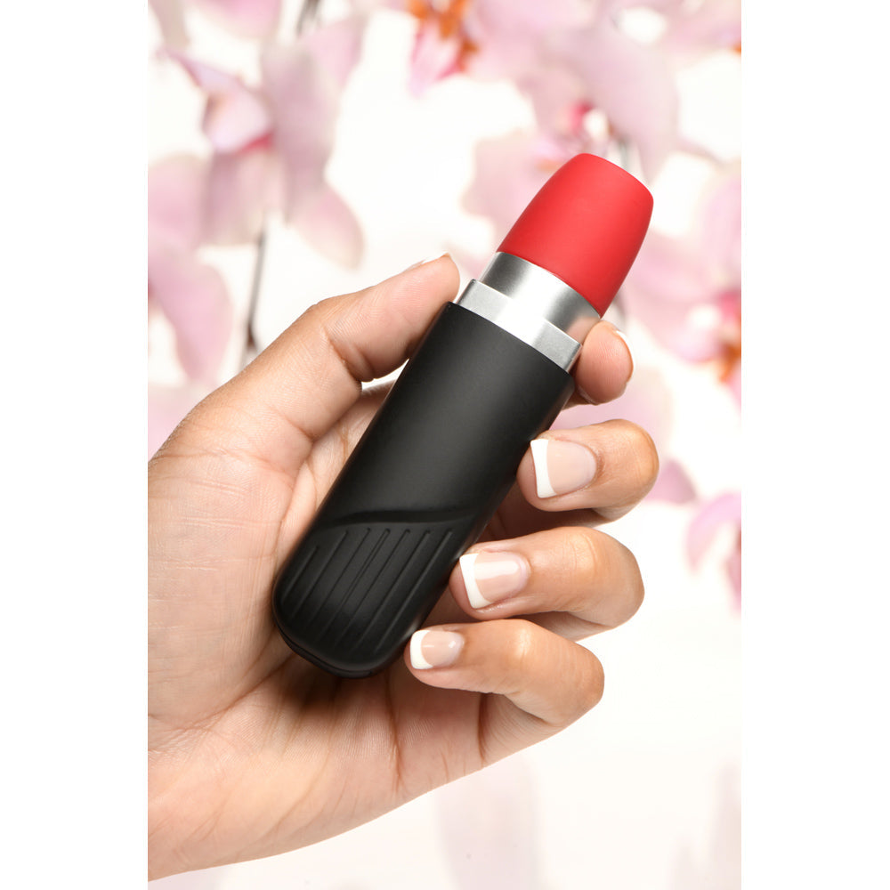 Shegasm Pocket Pucker Lipstick Clitoral Stimulator Vibrator - Black with Red