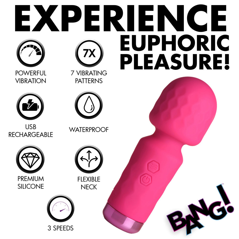 Bang! 10X Mini Silicone Wand Vibrator Splashproof - Pink