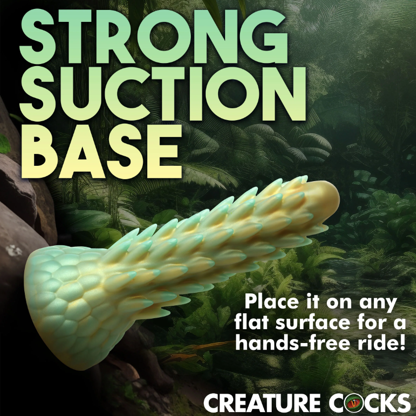 Creature Cocks Stegosaurus Spiky Silicone Fantasy Dildo – Gold & Teal