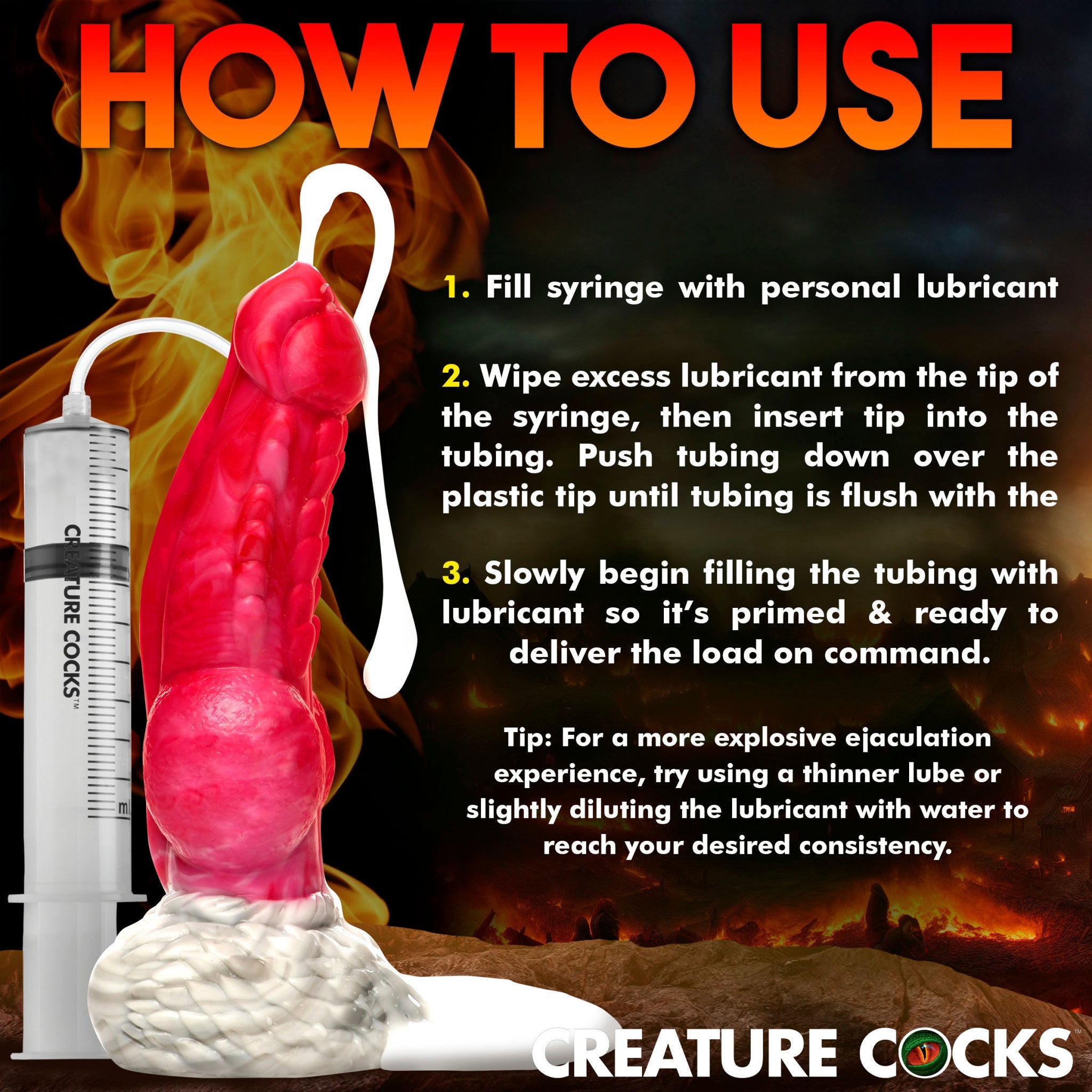 Creature Cocks Resurrector Phoenix 9 Inch Squirting Silicone Dildo – Suction Cup Base & Syringe System