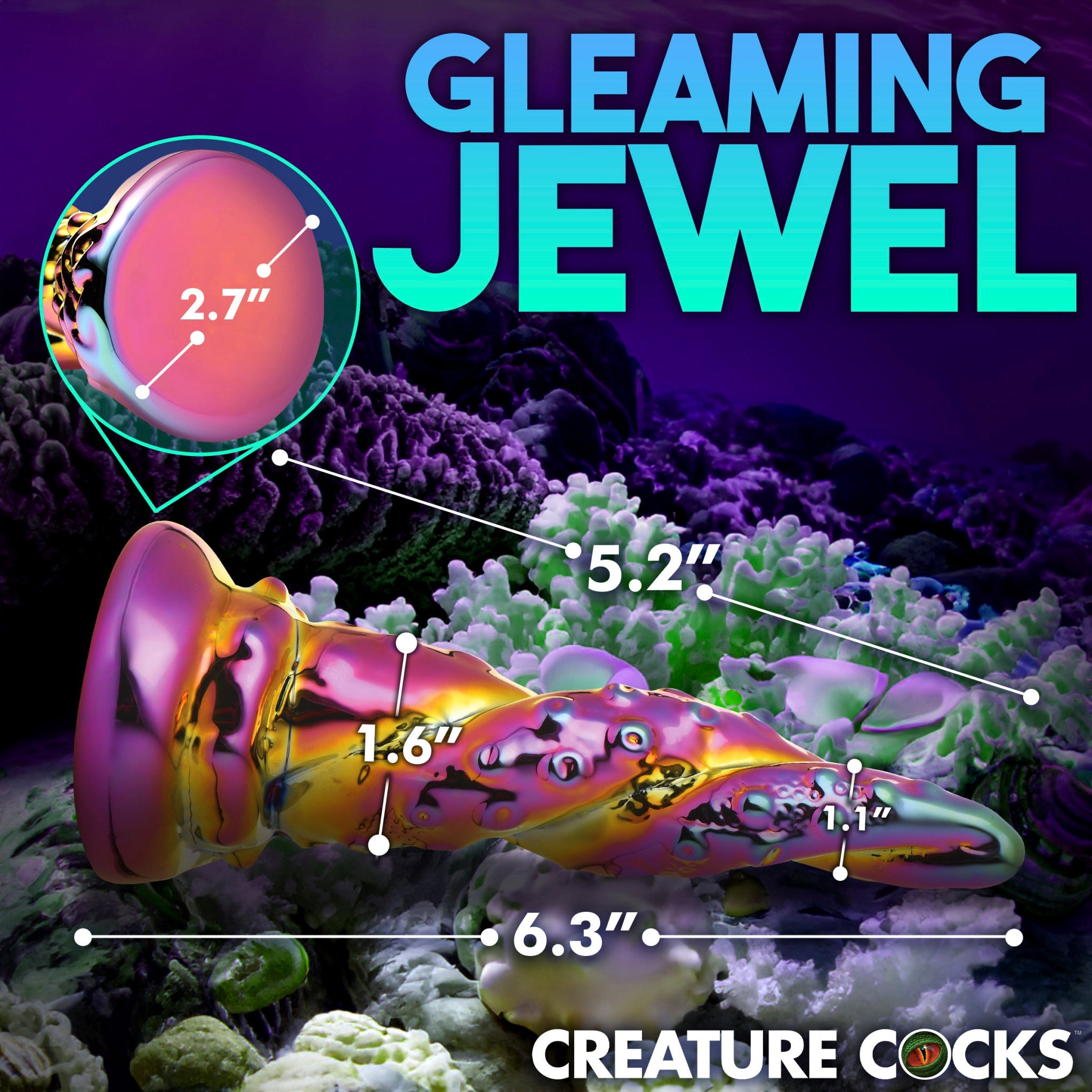 Creature Cocks Enchantress Rainbow 6.3 Inch Glass Dildo