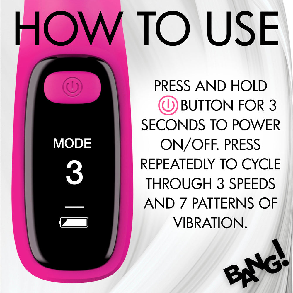 Bang! Dual Stimulation Digital Display Silicone Rabbit Vibrator - Pink