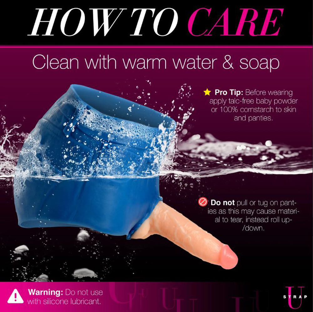 Strap U Booty Shorts 6 inch Dildo Silicone Strap-On - Large