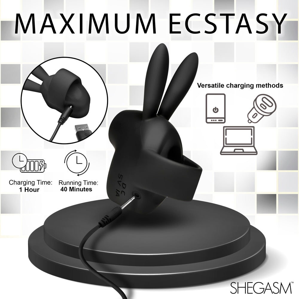 Shegasm Sucky Bunny Clitoral Suction Stimulator Silicone - Black