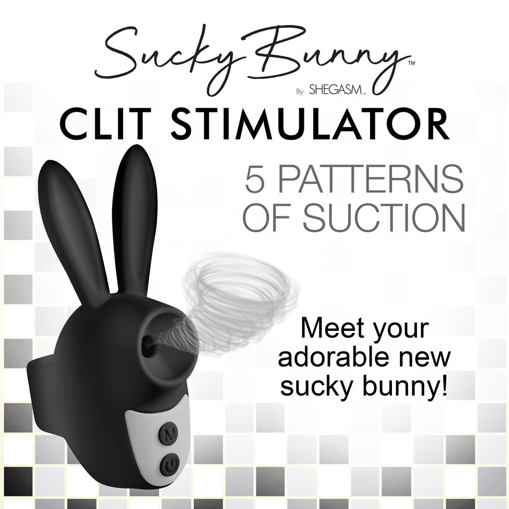 Shegasm Sucky Bunny Clitoral Suction Stimulator Silicone - Black