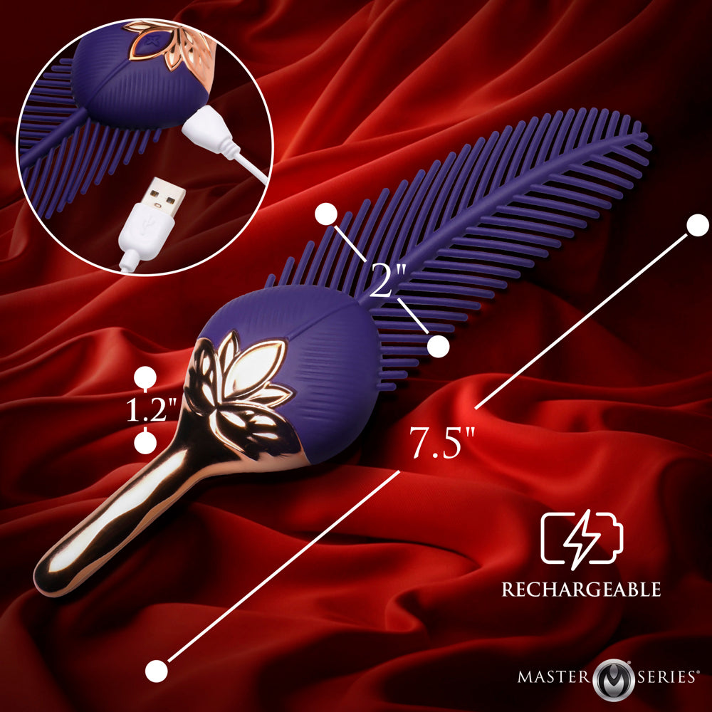 Master Series The Tickler Vibrating Silicone Feather - Purple/Rose Gold