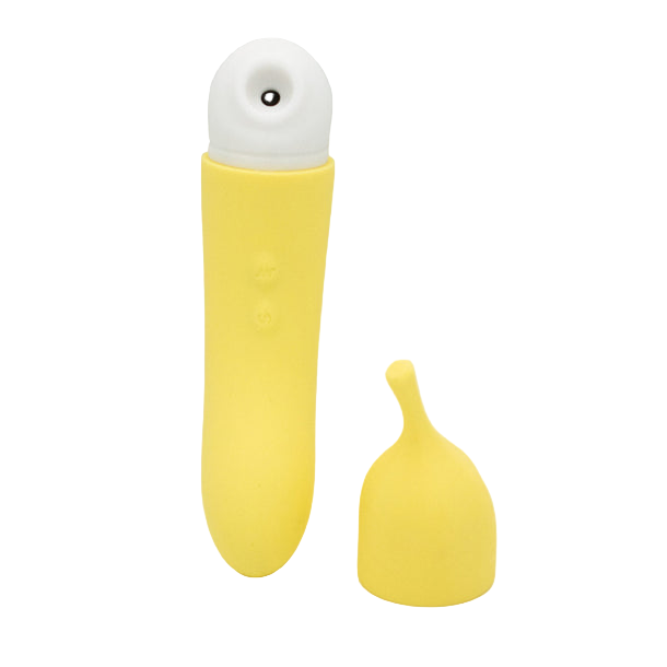 Banana Cream Dual-Ended Clitoral Air Pulse and G-Spot Vibrator - Yellow