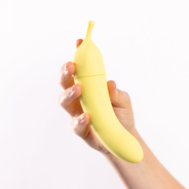 Banana Cream Dual-Ended Clitoral Air Pulse and G-Spot Vibrator - Yellow