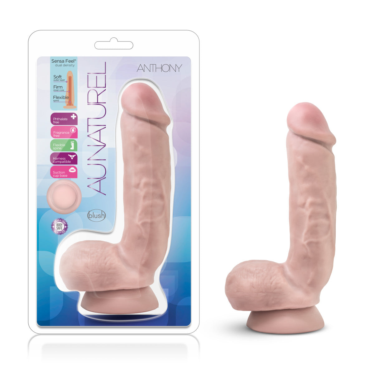 Au Naturel By Blush Anthony 8.5-Inch Realistic Dildo With Suction Cup Base - Beige