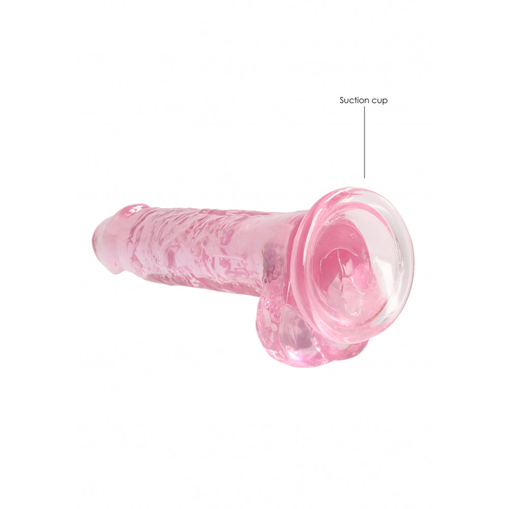 RealRock Crystal Clear 7 inch Realistic Dildo with Balls - Pink