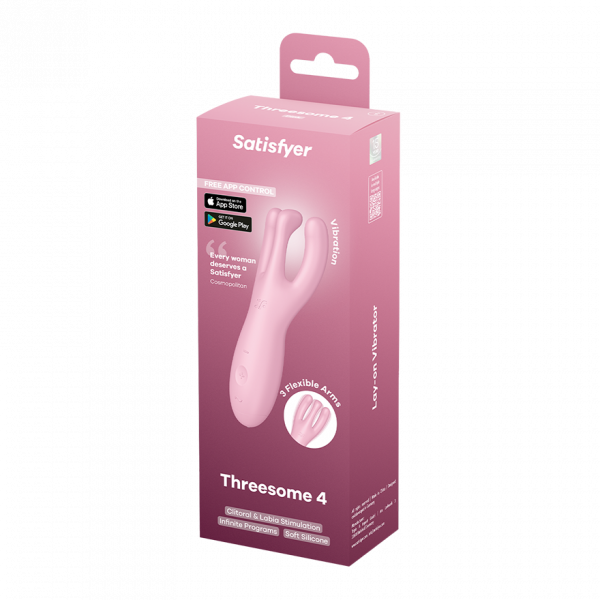 Satisfyer Threesome 4 Lay-On Vibrator with Connect App - Pink