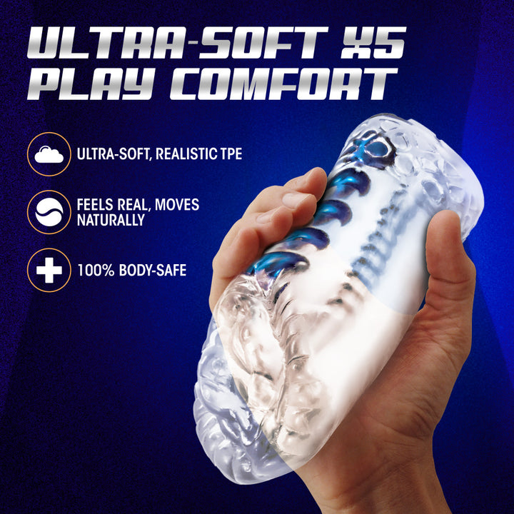 M For Men By Blush X5 Plus TPE Snatch Textured Stroker – Clear