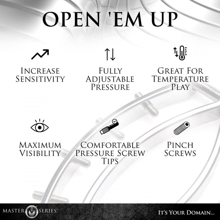 Master Series Spread Em Stainless Steel Poker Labia Clamp with Adjustable Pressure Screws