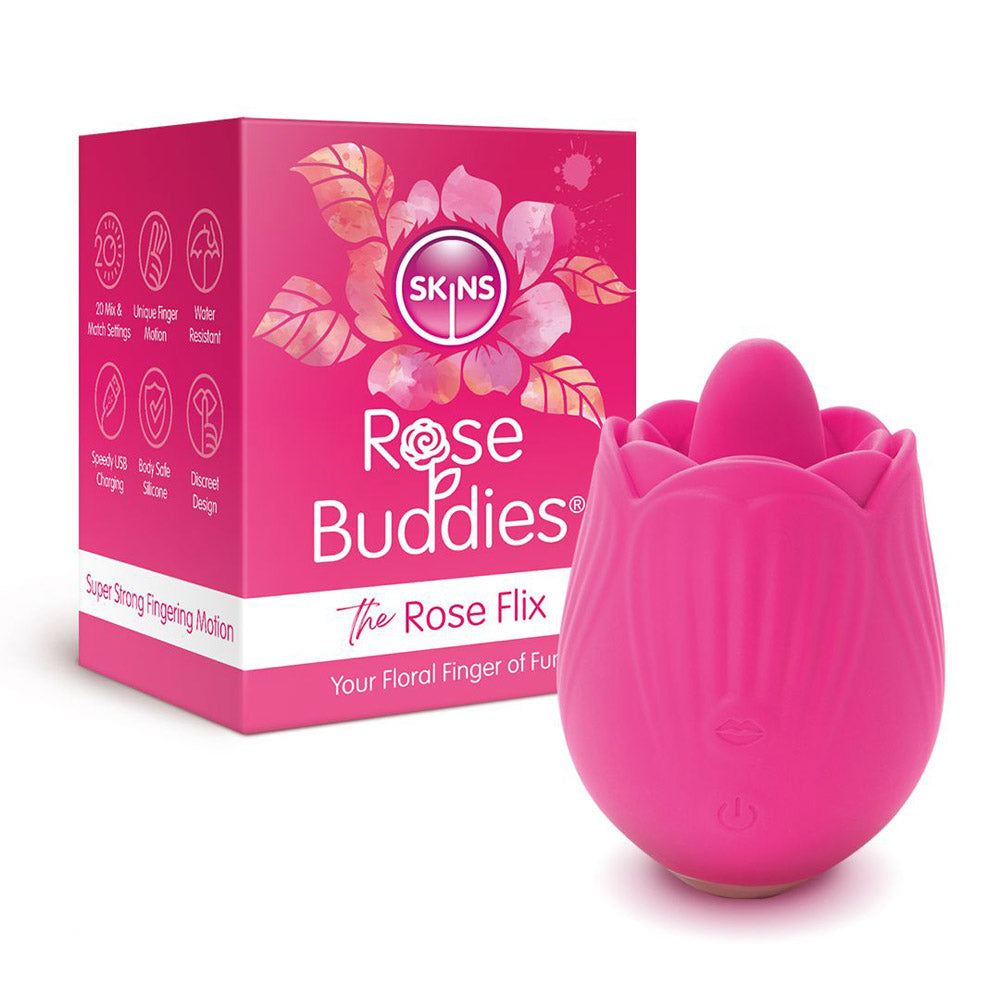 Skins Rose Buddies - Rose Flix Finger Clitoral Vibrator - Pink