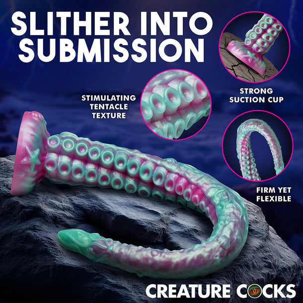 Creature Cocks Tenta Harness Silicone Tentacle Dildo – Aqua Green Pink