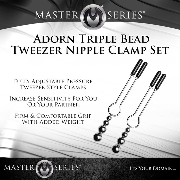 Master Series Adorn Triple Bead Nipple Clamp Set
