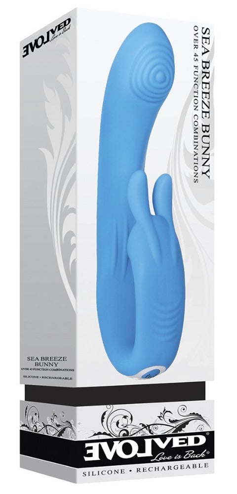Evolved Sea Breeze Bunny Rabbit Vibrator Dual Motor Flexible Silicone - Blue
