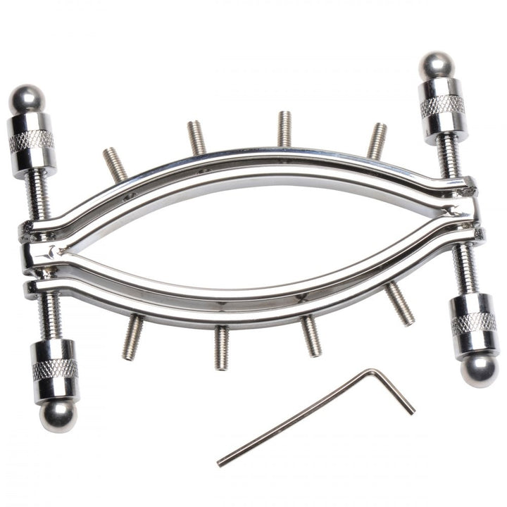 Master Series Spread Em Stainless Steel Poker Labia Clamp with Adjustable Pressure Screws