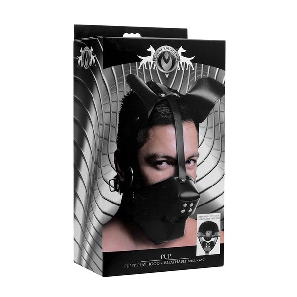 Master Series Pup Puppy Play Hood and Breathable Ball Gag