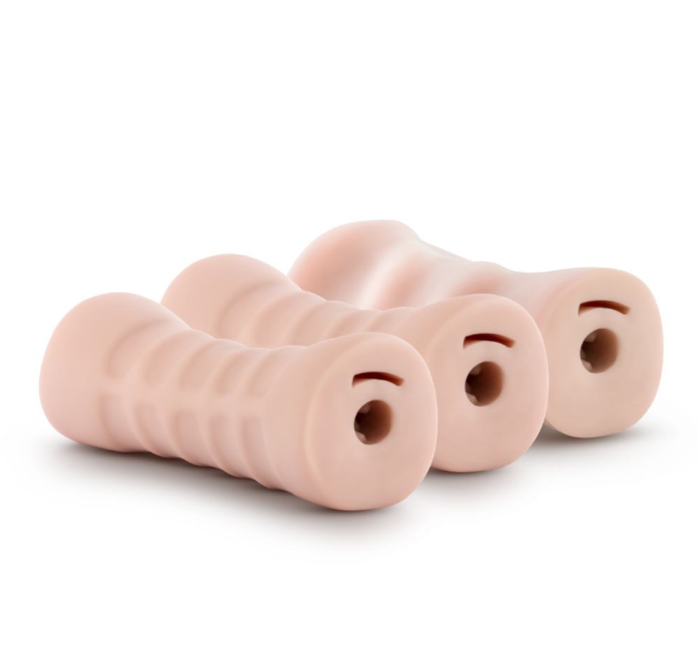 M For Men By Blush 3-Pack Self-Lubricating Vibrating Stroker Set - Beige