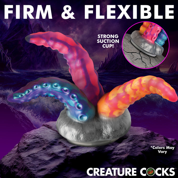 Creature Cocks Tenta-Trio Silicone Tentacle Dildo – Orange Pink Blue