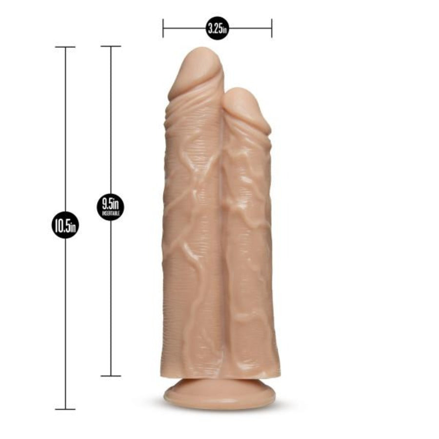 Dr. Skin By Blush Double Trouble 10.5 Inch Realistic Double Dildo With Suction Cup Base - Vanilla