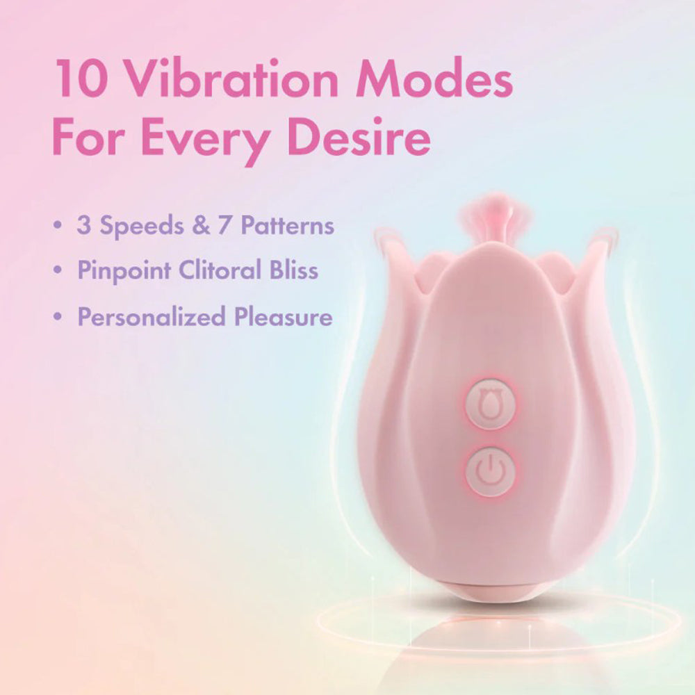 Play With Me by Blush Romantic Rose 3 Rosebud Heads Silicone Clitoral Vibrator - Pink