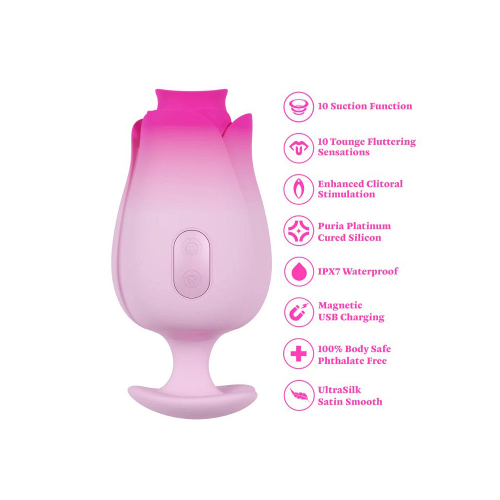 Aria Tulip Trance by Blush Suction and Tongue Flutter Clitoral Stimulator - Pink