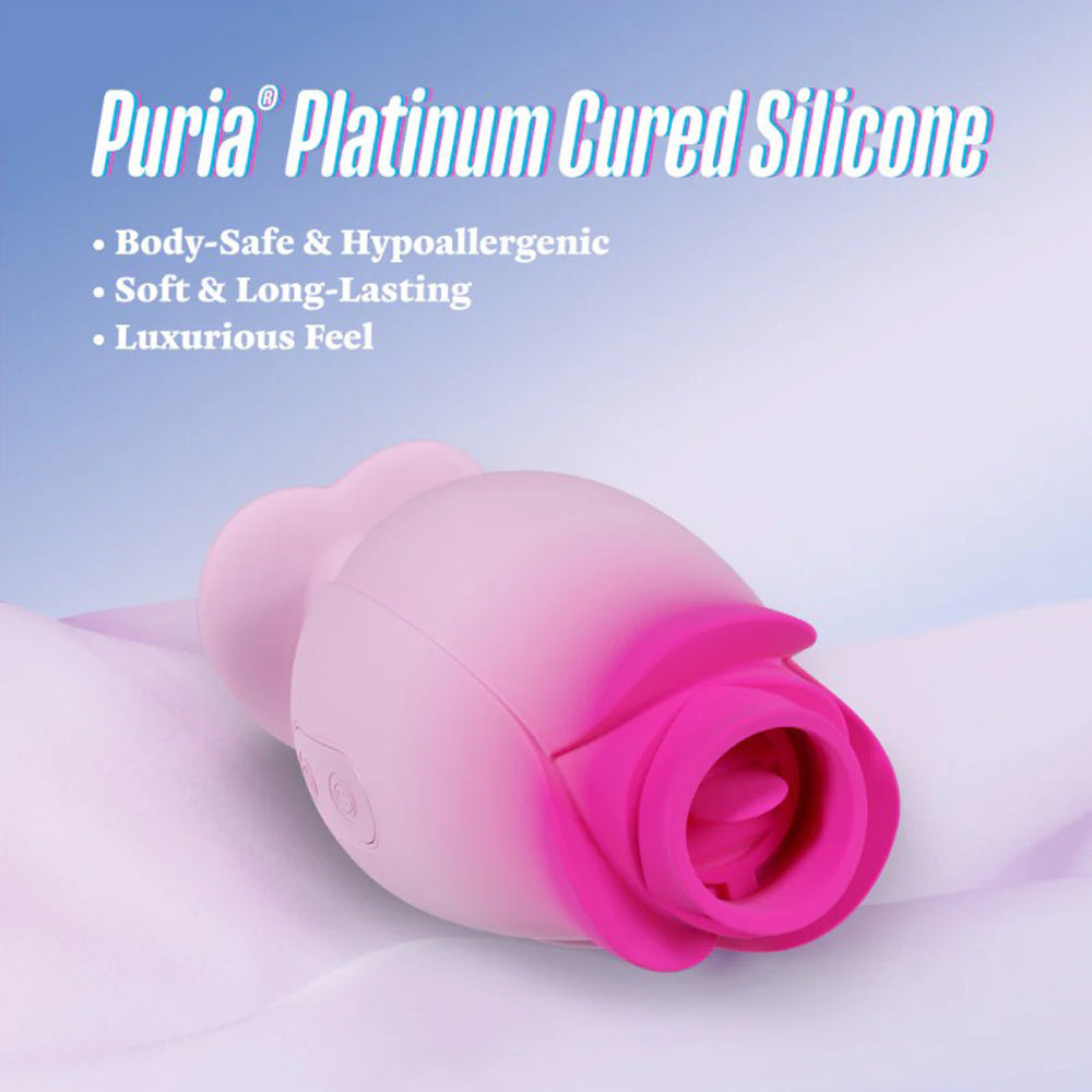 Aria Tulip Trance by Blush Suction and Tongue Flutter Clitoral Stimulator - Pink