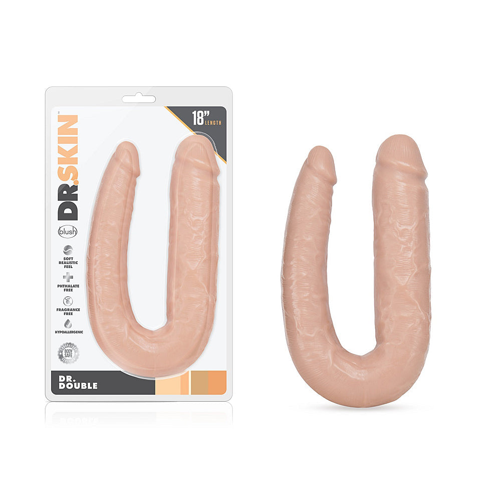 Dr. Skin By Blush Dr. Double 18 Inch U-Shaped Double Dildo - Vanilla