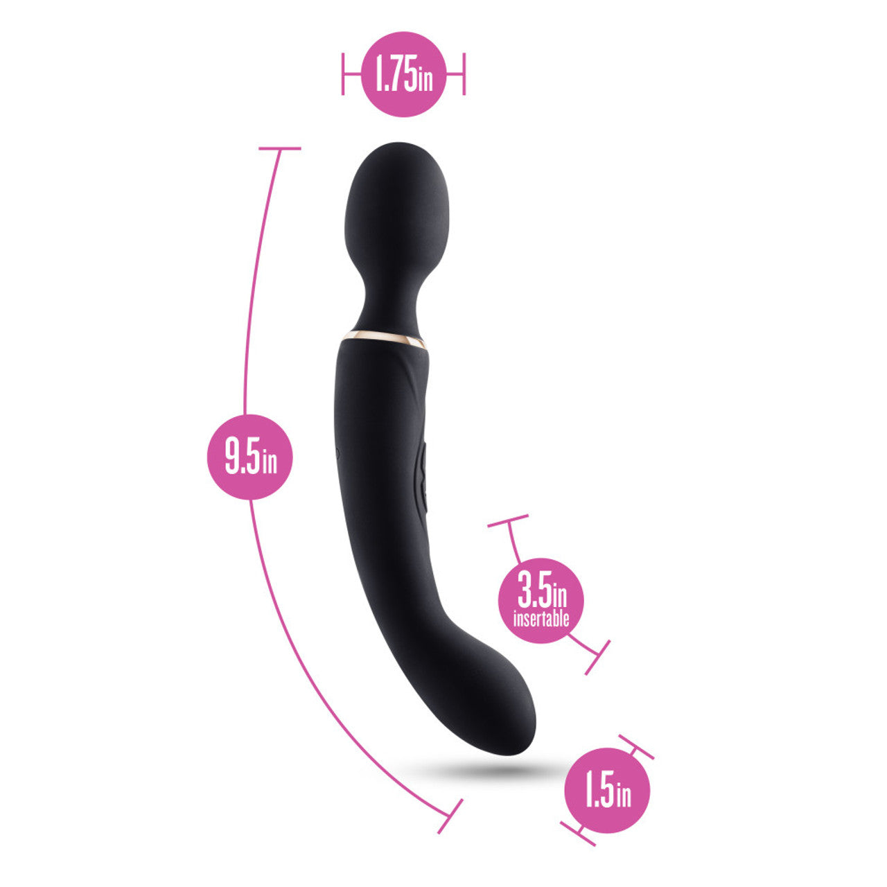 Blush Gia 7-Function 2-in-1 Dual Motor Wand Vibrator Silicone - Black