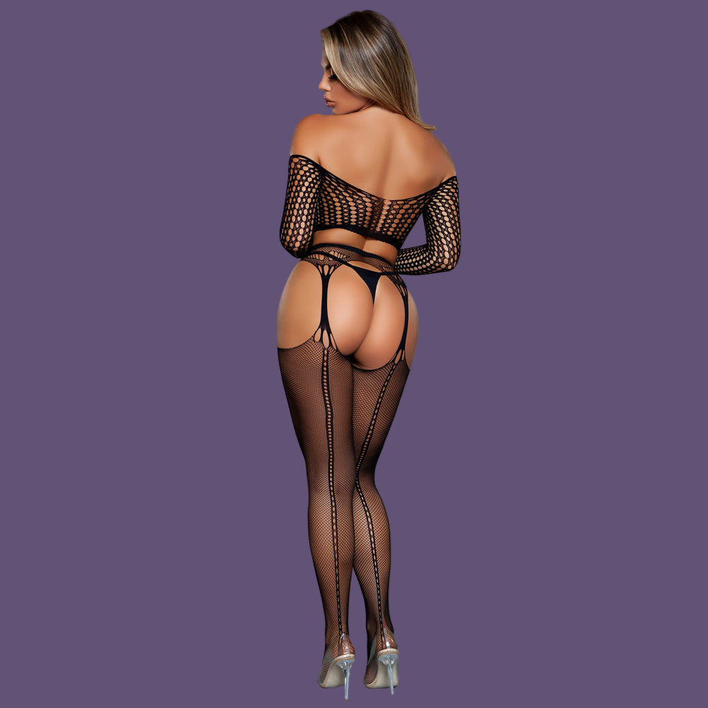 Be Wicked Run The World Bodystocking Set - Black - OS