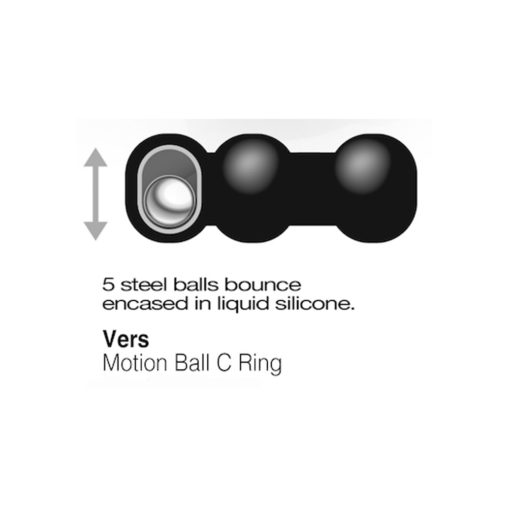 VERS Steel Motion Balls Cock Ring Liquid Silicone - Black