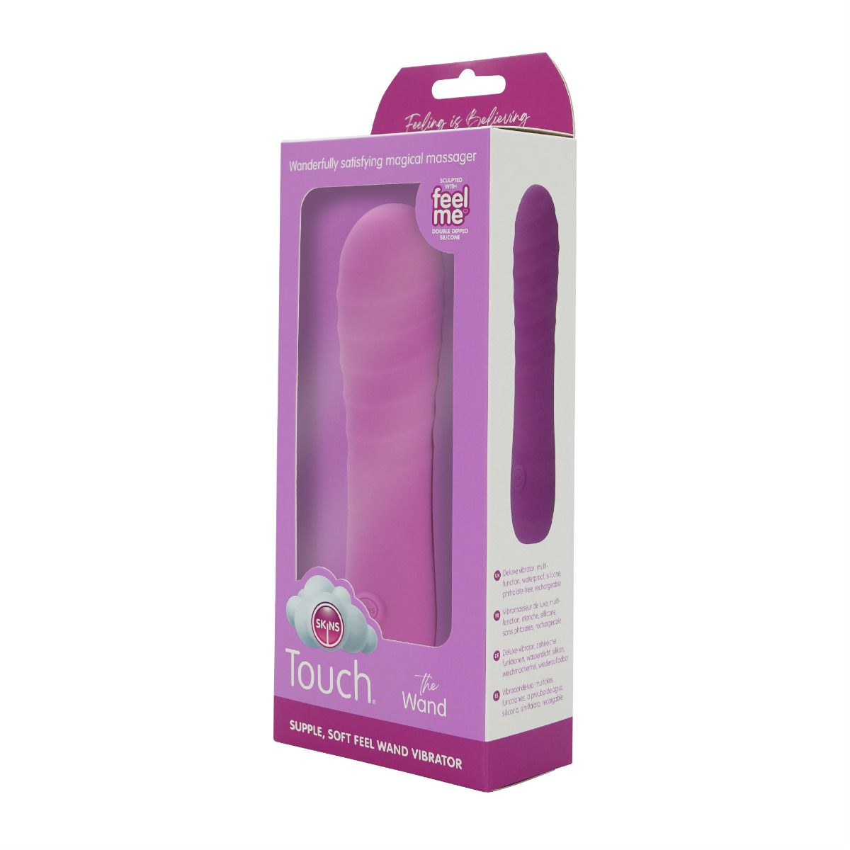 Skins Touch The Wand 6.5 Inch Rechargeable Vibrator with FeelMe Silicone - Pink