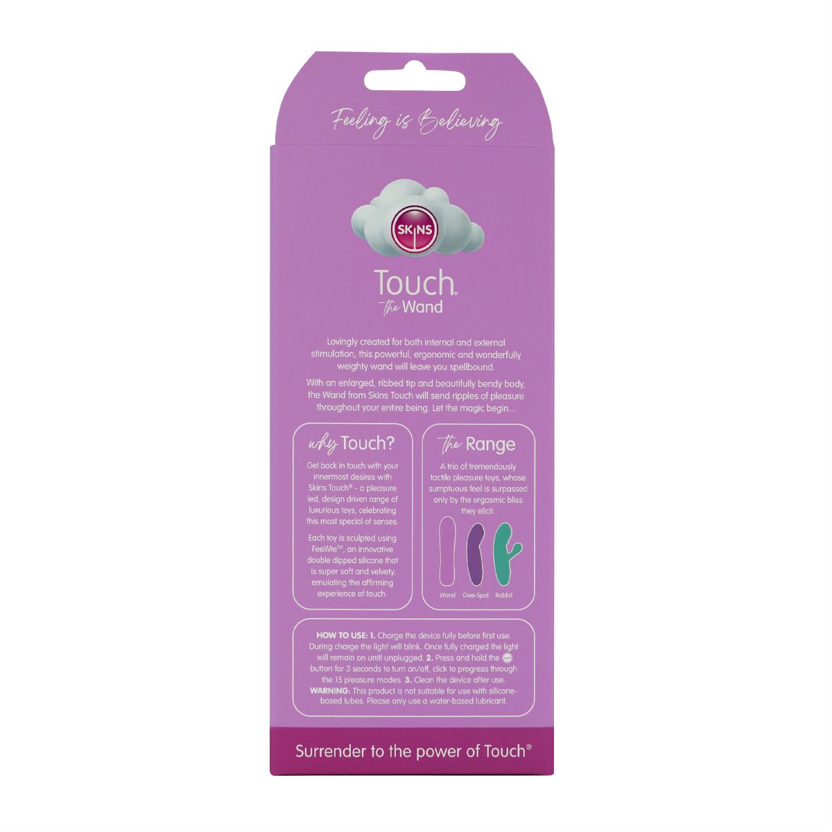 Skins Touch The Wand 6.5 Inch Rechargeable Vibrator with FeelMe Silicone - Pink