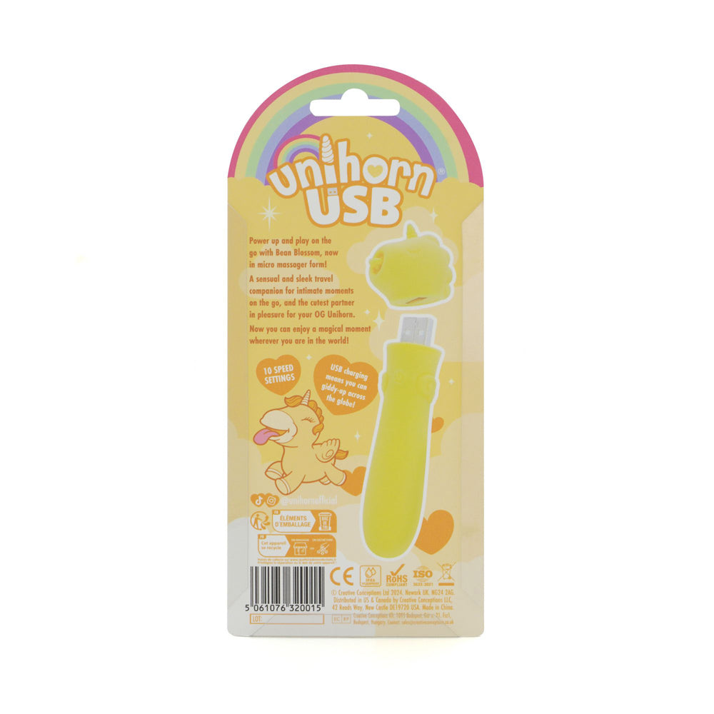 Unihorn Bean Blossom Rechargeable Discreet Bullet Vibrator - Yellow