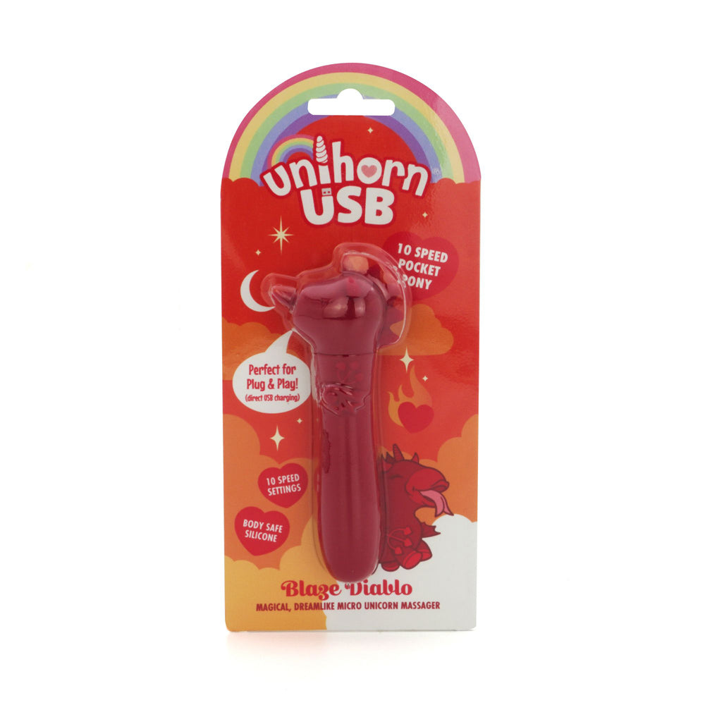 Unihorn Blaze Diablo Rechargeable Discreet Bullet Vibrator - Dark Red