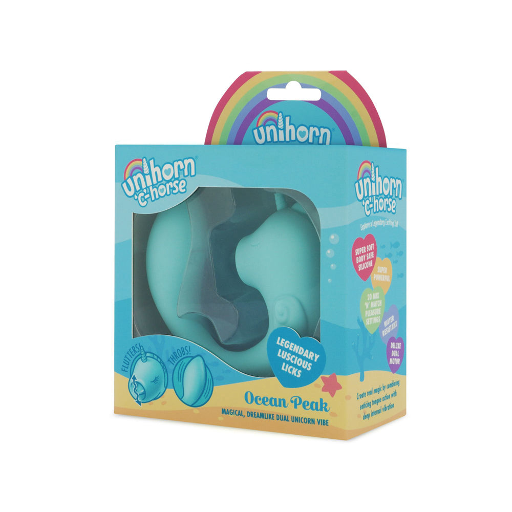 Unihorn C-Horse Ocean Peak Clitoral Vibrator Dual Motor Silicone - Blue