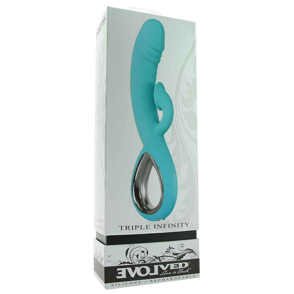 Evolved Triple Infinity Heated Clitoral Suction and Vibration Rabbit Silicone - Teal