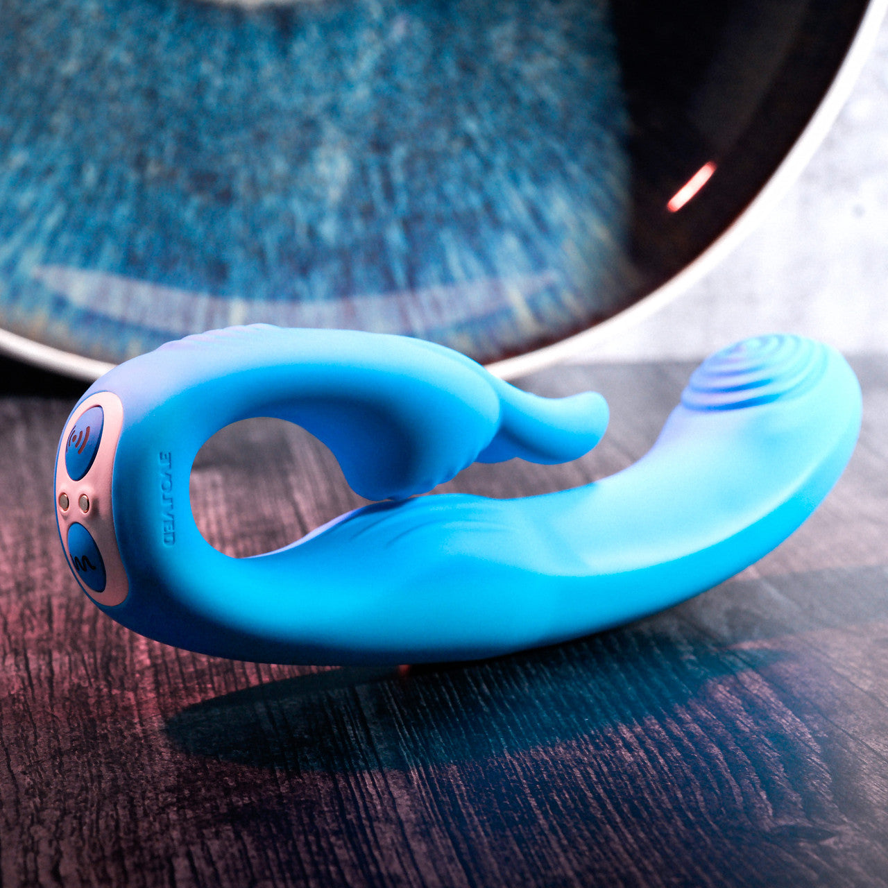 Evolved Sea Breeze Bunny Rabbit Vibrator Dual Motor Flexible Silicone - Blue