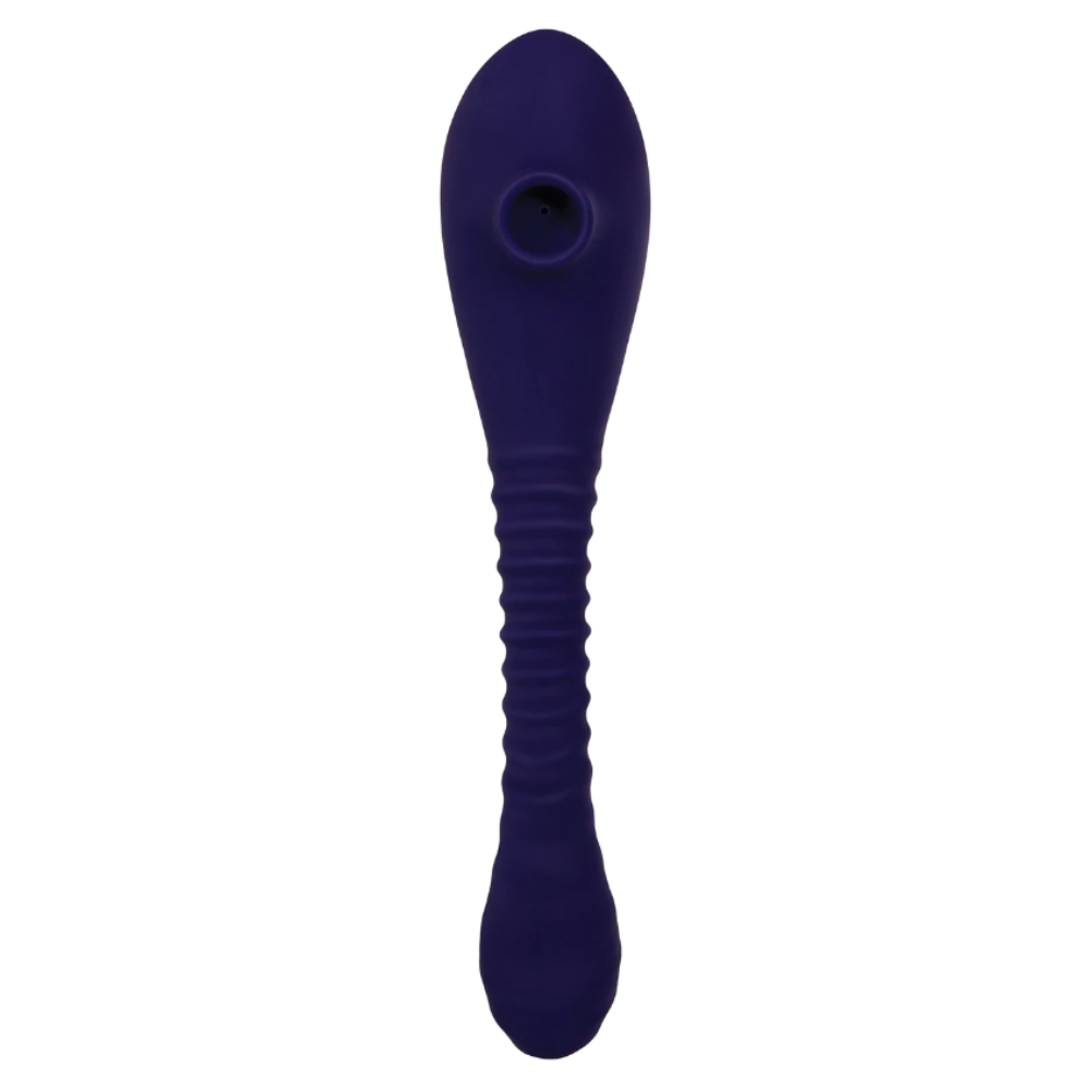 Evolved Bendable Sucker Dual-Ended Suction and Vibration Flexible Silicone Vibrator - Blue