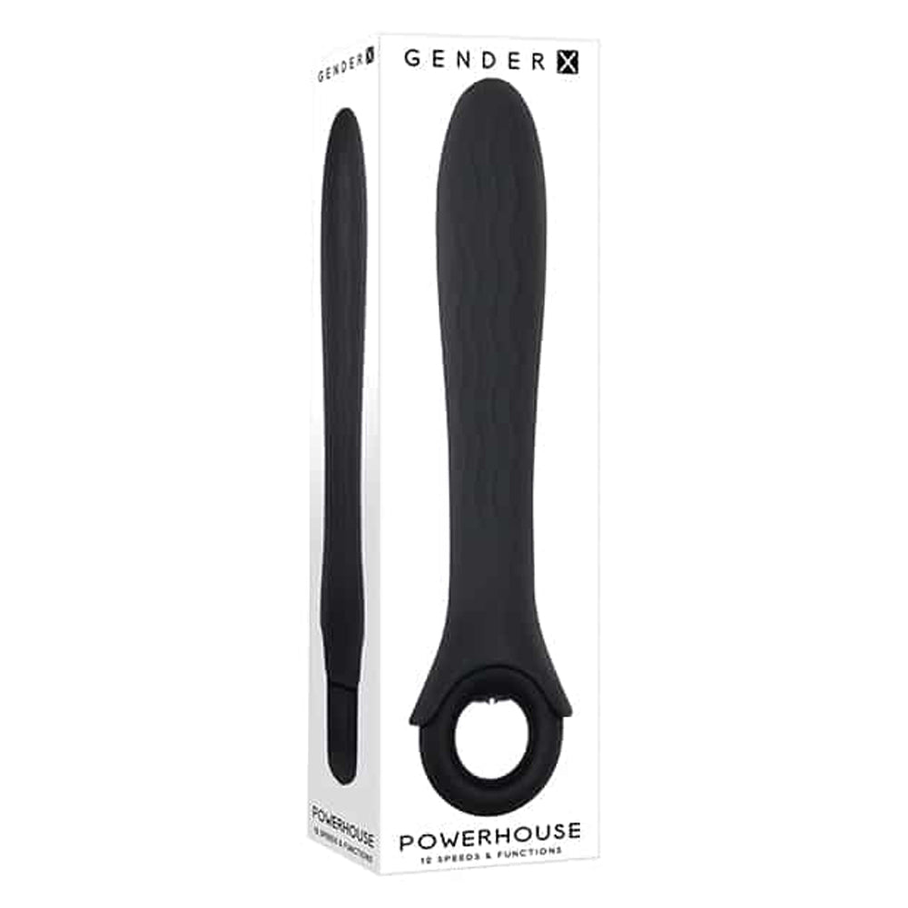 Gender X Powerhouse Ring Handled 12-Speed Silicone Vibrator - Black