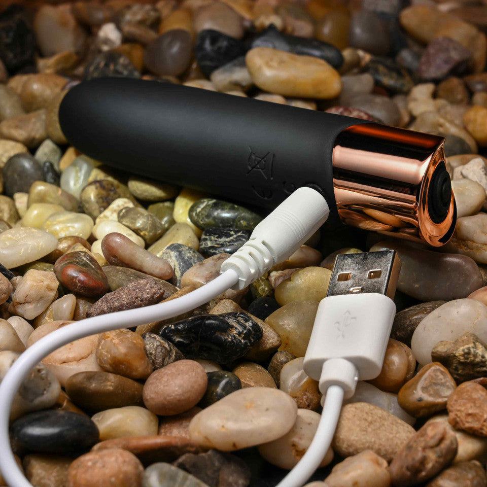 Gender X The Gold Standard Bullet Vibrator Silicone Rechargeable Waterproof - Black and Rose Gold