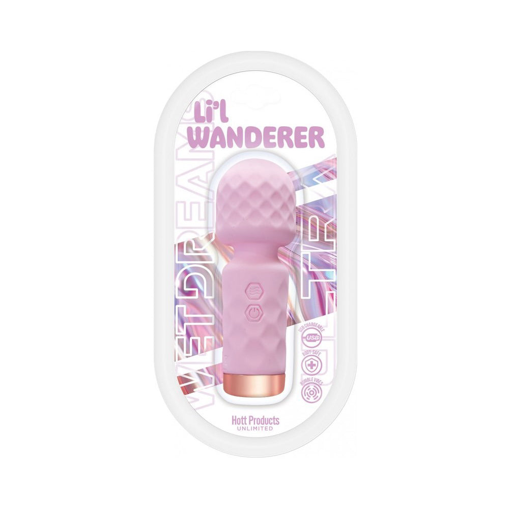 Wet Dreams Ultra Lil’ Wanderer Wand 10 Mode Vibrator Silicone - Pink