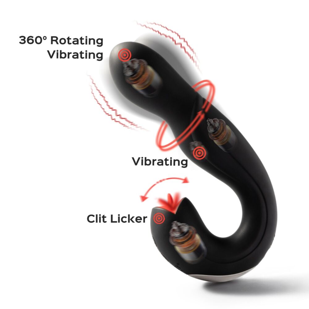 Honey Play Box Joi Pro Remote Control Rotating Head G-Spot Vibrator and Clit Licker – Black