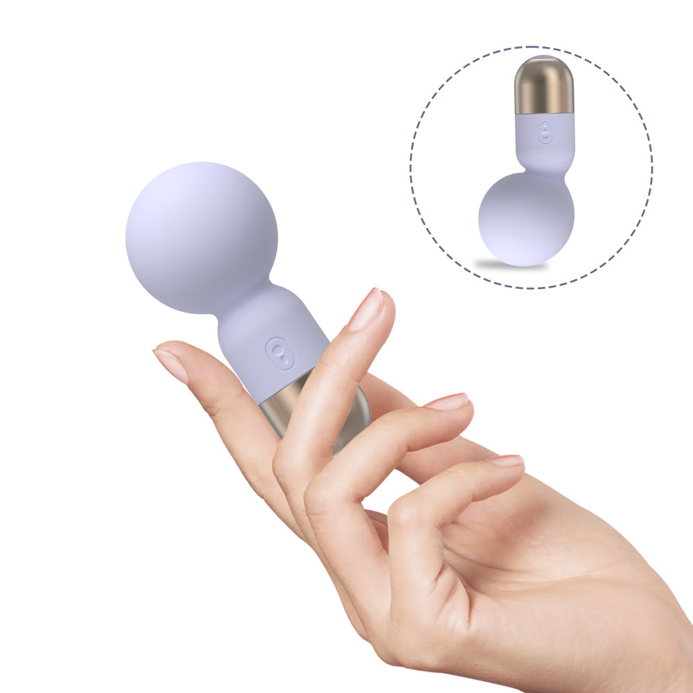 Pokewan Pocket Mini Wand Massager 9-Mode Silicone - Lavender