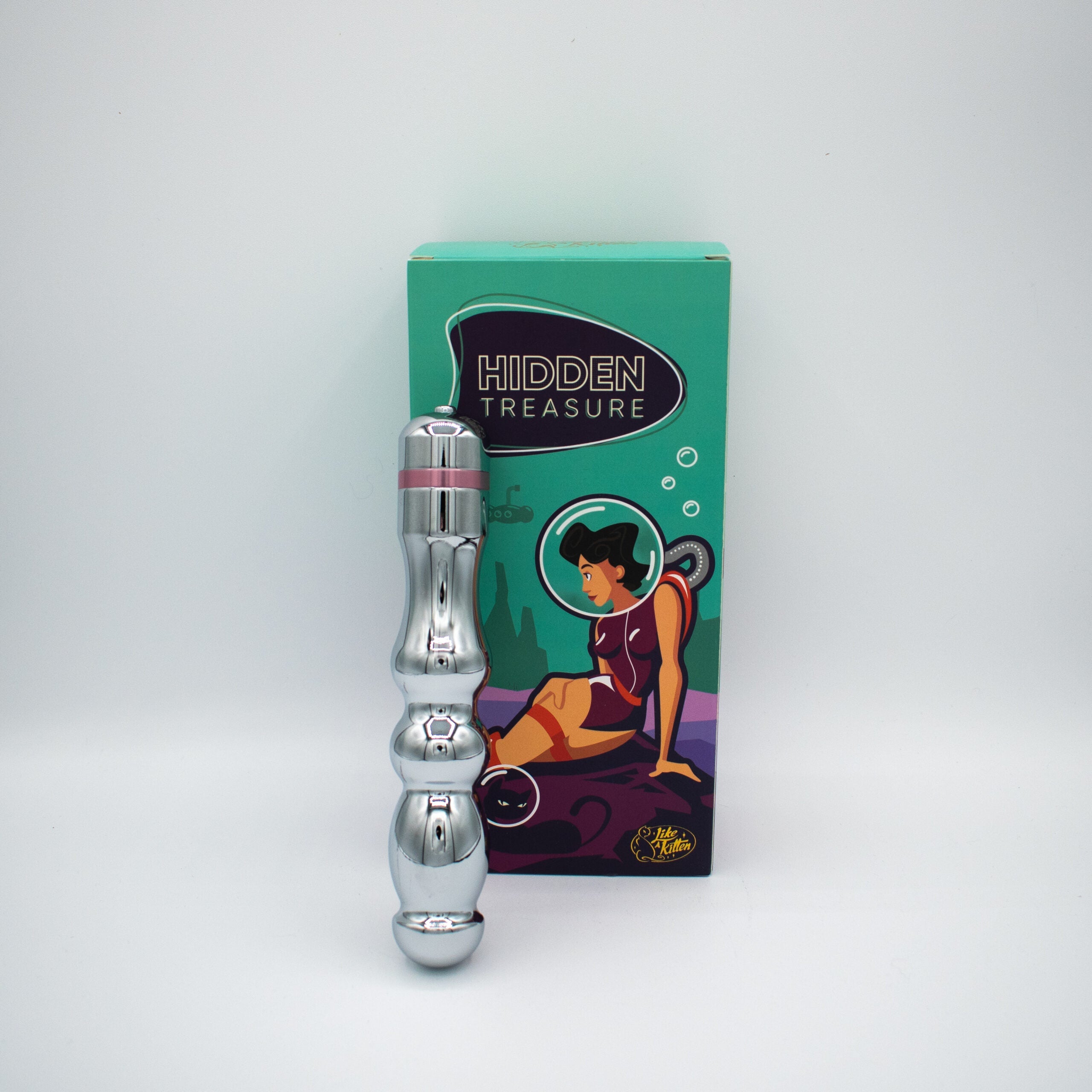 Hidden Treasure Metal 10-Function Vibrator Rechargeable with Ribbed Design – Silver
